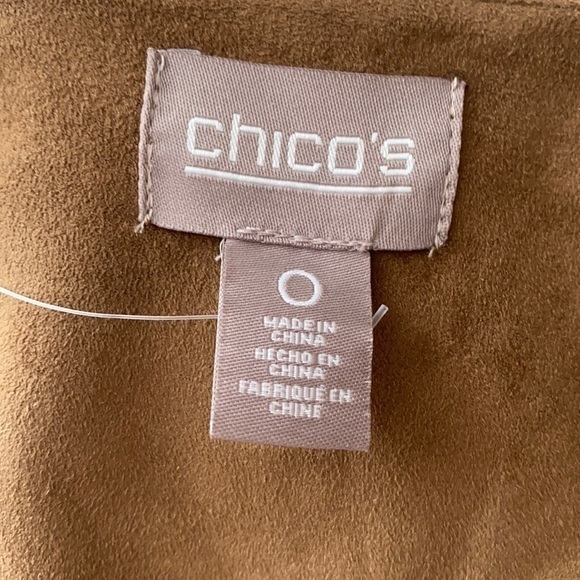 Chico’s Faux Suede Grommet LS Cafe Breve size 0 - Picture 6 of 8